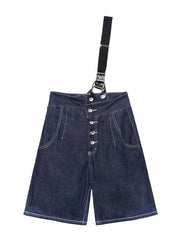 Summer denim blue back with button five pants - bagstylebliss