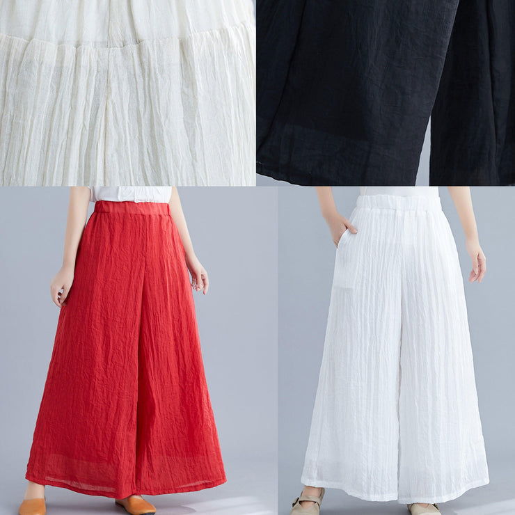 Summer ethnic wide-leg pants loose casual red trousers - bagstylebliss