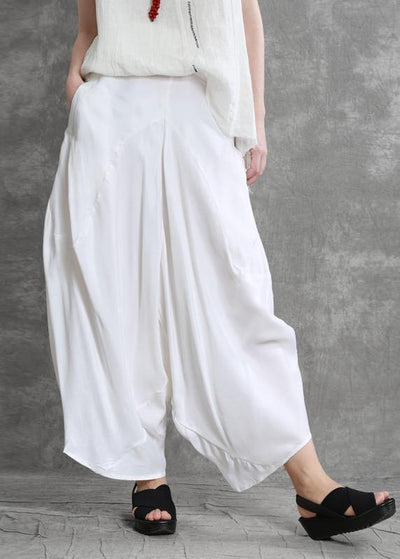 Summer irregular harem pants white color casual pants - bagstylebliss