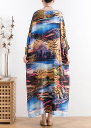Summer new chiffon holiday style plus size women's retro dress loose printed long skirt - bagstylebliss