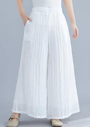 Summer new cotton and linen white wide leg pants loose yoga Chinese trousers - bagstylebliss