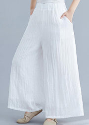 Summer new cotton and linen white wide leg pants loose yoga Chinese trousers - bagstylebliss