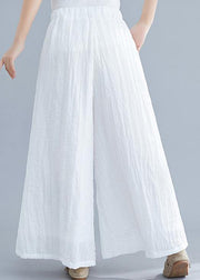 Summer new cotton and linen white wide leg pants loose yoga Chinese trousers - bagstylebliss