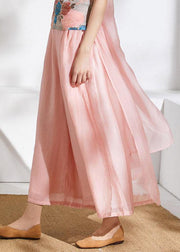 Summer new style elastic waist pink temperament wide-leg pants - bagstylebliss