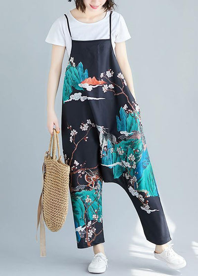 Summer simple fashion print personality bib nine points casual piece harem pants - bagstylebliss