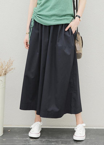 Summer women's new elastic waist fat legs large size black nine-point pants skirt - bagstylebliss