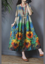 Sunflower Floral Mid Length Dress Summer - bagstylebliss