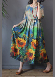 Sunflower Floral Mid Length Dress Summer - bagstylebliss