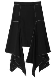 2024 Black Patchwork Skirt Asymmetrical Spring