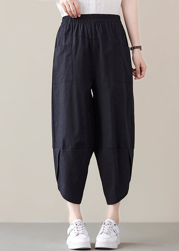 2024 Black elastic waist Casual Pants Spring