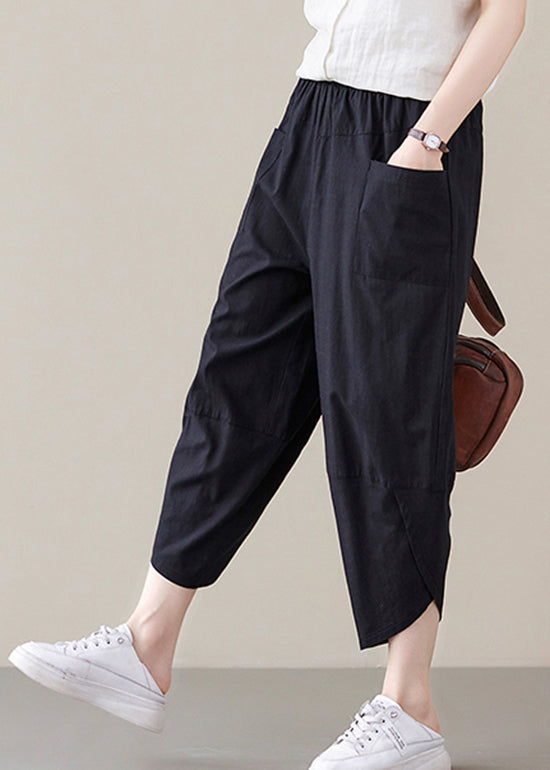 2024 Black elastic waist Casual Pants Spring