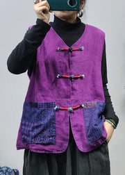 2022 Purple pockets Linen Vest Spring