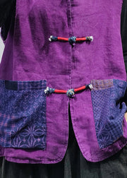 2024 Purple pockets Linen Vest Spring