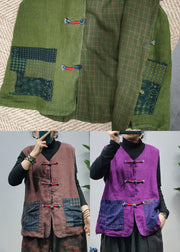 2022 Purple pockets Linen Vest Spring