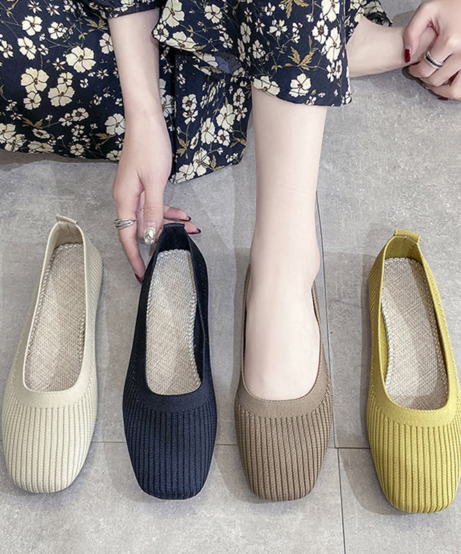 2024 Yellow Knit Cotton Fabric Flat Feet Shoes For Women