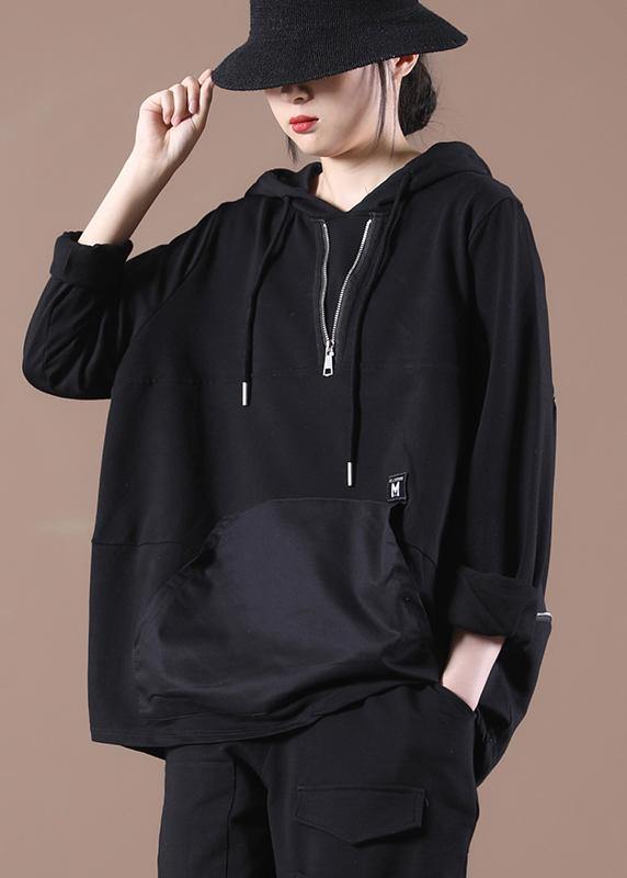 Trendy Black Hooded Sweatshirts Tracksuits - bagstylebliss