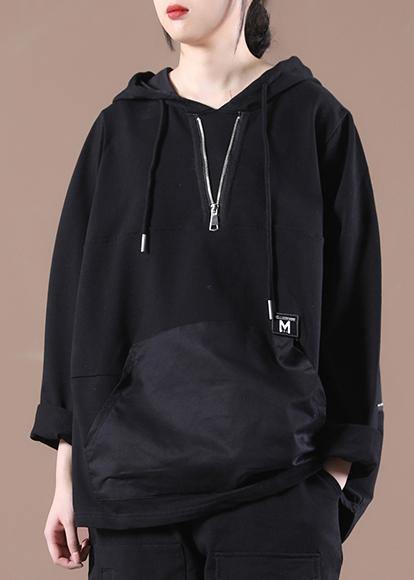 Trendy Black Hooded Sweatshirts Tracksuits - bagstylebliss