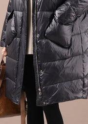 Trendy Black fashion zippered Button Winter Duck Down Winter Coat