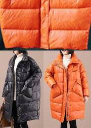 Trendy Black fashion zippered Button Winter Duck Down Winter Coat