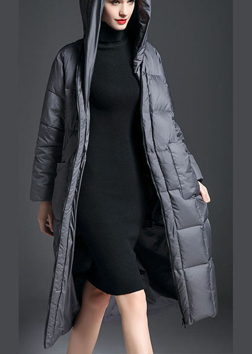 Trendy Grey zippered Warm Thick Winter Duck Down coat