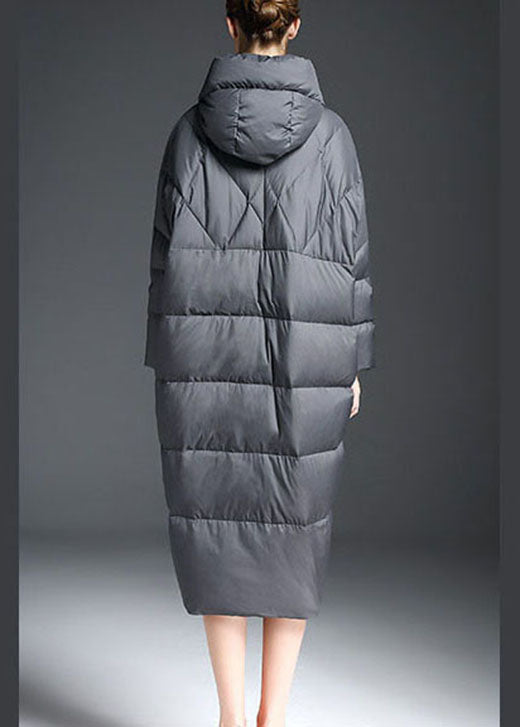 Trendy Grey zippered Warm Thick Winter Duck Down coat