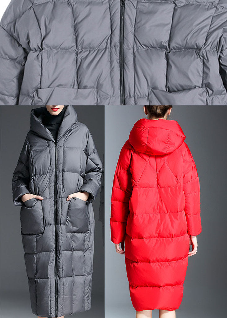 Trendy Grey zippered Warm Thick Winter Duck Down coat