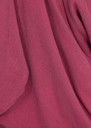 Trendy Red O-Neck Asymmetrical Design Summer Silk Dresses Sleeveless - bagstylebliss