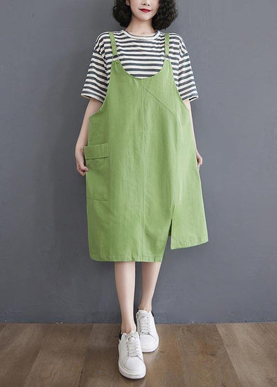 Two piece 2021 summer new strap skirt + striped T-shirt - bagstylebliss