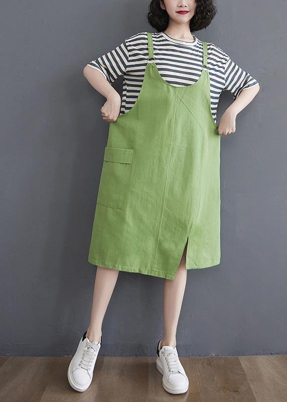 Two piece 2021 summer new strap skirt + striped T-shirt - bagstylebliss