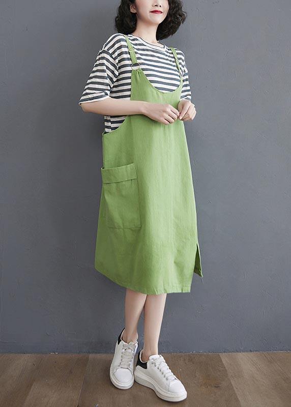 Two piece 2021 summer new strap skirt + striped T-shirt - bagstylebliss