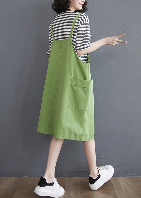 Two piece 2021 summer new strap skirt + striped T-shirt - bagstylebliss