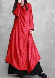 Unique Asymmetric Red Silk Striped Maxi Dresses - bagstylebliss
