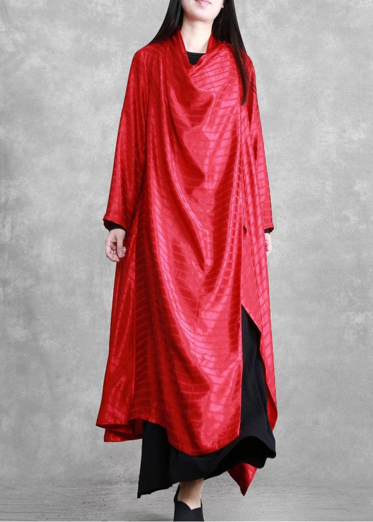 Unique Asymmetric Red Silk Striped Maxi Dresses - bagstylebliss
