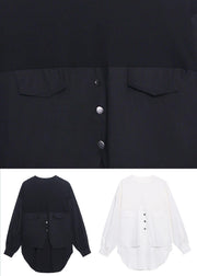 Unique Black Button Cotton Long Sleeve Spring Blouses - bagstylebliss