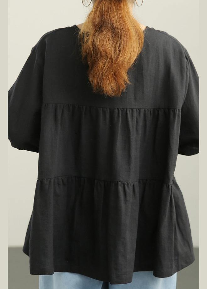 Unique Black Cinched Linen Summer Shirts - bagstylebliss