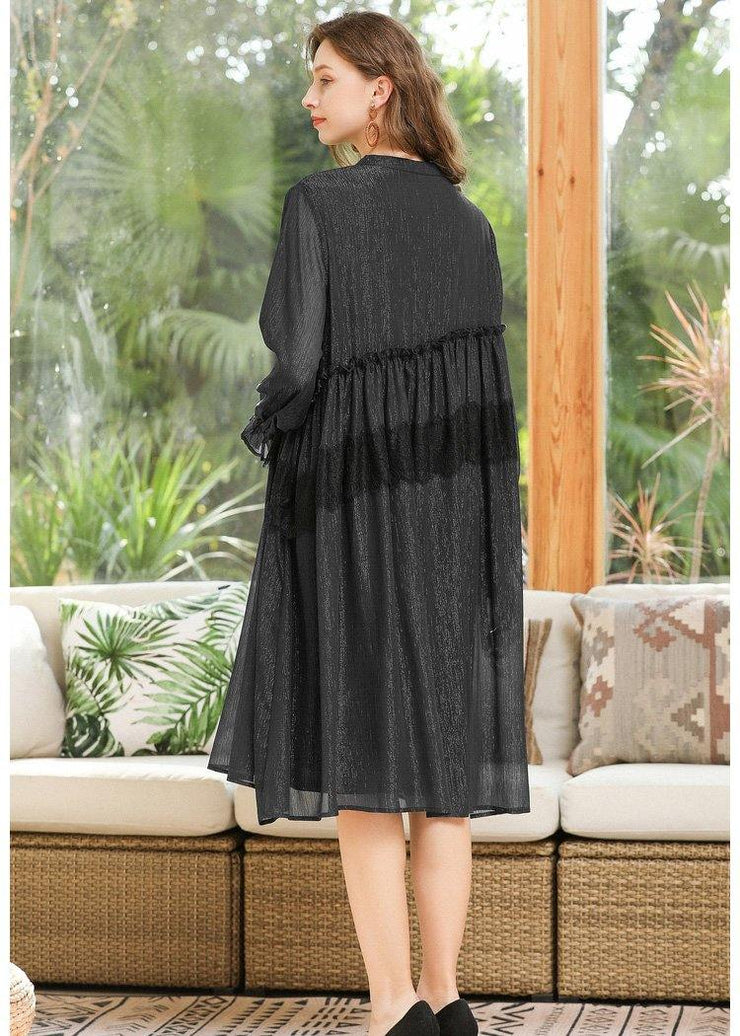 Unique Black Patchwork Chiffon Lace Summer Dresses - bagstylebliss