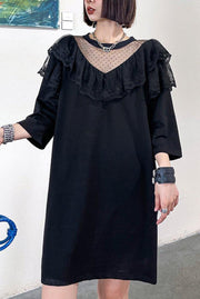 Unique Black Patchwork Lace Cotton Summer Maxi Dresses - bagstylebliss