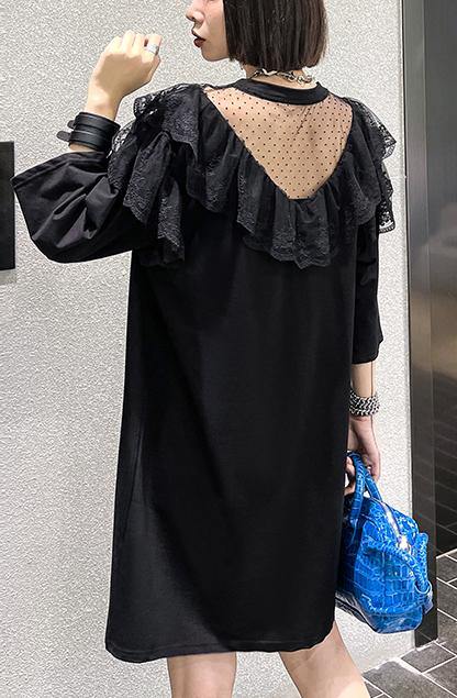 Unique Black Patchwork Lace Cotton Summer Maxi Dresses - bagstylebliss