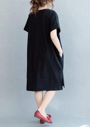 Unique Black Print Cotton low high design Summer Maxi Dress - bagstylebliss
