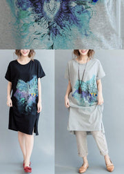 Unique Black Print Cotton low high design Summer Maxi Dress - bagstylebliss