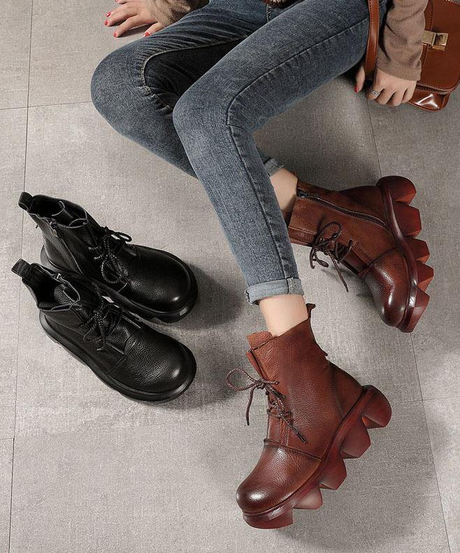 2021 Leather Ankle Boots In Brown - bagstylebliss