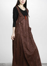 Unique Chocolate Button Asymmetrical Design Carpenter Holiday Dress Fall - bagstylebliss