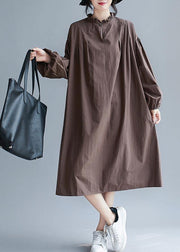 Unique Chocolate Clothes Women Ruffled Baggy Robes Dress - bagstylebliss