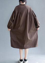 Unique Chocolate Clothes Women Ruffled Baggy Robes Dress - bagstylebliss