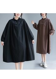 Unique Chocolate Clothes Women Ruffled Baggy Robes Dress - bagstylebliss