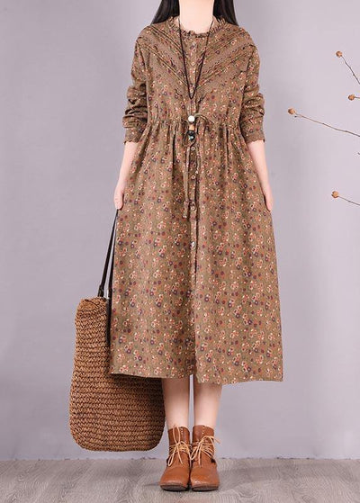 Unique Chocolate Print Wardrobes O Neck Patchwork Maxi Spring Dress - bagstylebliss