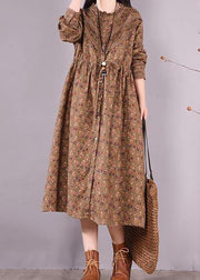 Unique Chocolate Print Wardrobes O Neck Patchwork Maxi Spring Dress - bagstylebliss