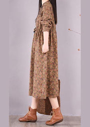 Unique Chocolate Print Wardrobes O Neck Patchwork Maxi Spring Dress - bagstylebliss