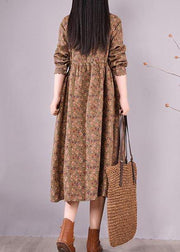 Unique Chocolate Print Wardrobes O Neck Patchwork Maxi Spring Dress - bagstylebliss