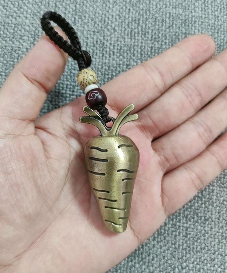 Unique Gold Alloy Wax Rope Bead Radish Keychain